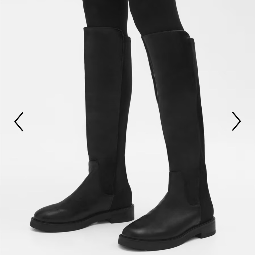 Brand new THEORY knee high leather pull on boots